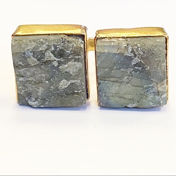 Double Stone Labradorite Open Adjustable Ring, - Picture 1 of 5